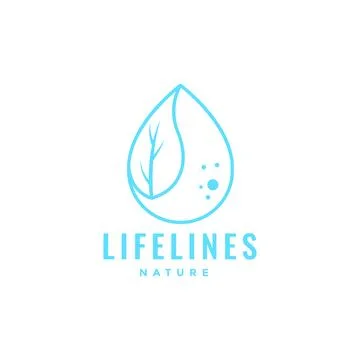 Fresh drop water bubble leaf nature minimal logo design vector icon illustr.. イラスト素材