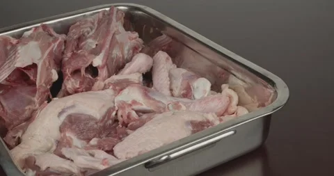 Fresh duck carcasses for preparing a duck stock Stock Footage 155347459