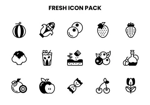 Fresh DuoTone Set Icons Pack Stock Illustration