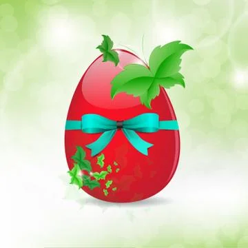 Fresh easter egg and leaf butterfly background Stock Illustration