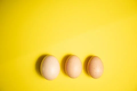 Fresh Easter Eggs on a Yellow Background. Happy Easter Stock Photos