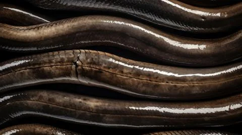 Fresh Eel Fish Horizontal Background. Stock Illustration