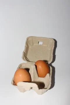 Fresh Egg in Box on White background. Stock Photos