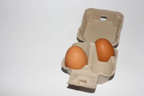 Fresh Egg in Egg tray Close-up in White background. Stock Photos