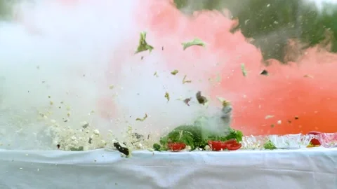 Fresh Eggplant Exploding In Super Slowmotion Video stock 232765599