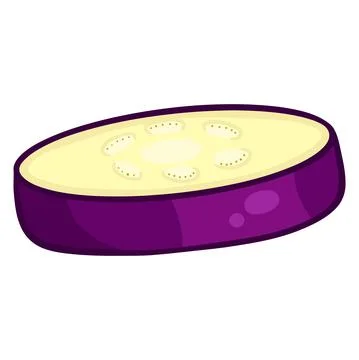 Fresh eggplant. A slice of eggplant. Vegetable ingredient for the kitchen. Stock Illustration