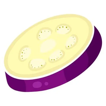 Fresh eggplant. A slice of eggplant. Vegetable ingredient for the kitchen. Stock Illustration