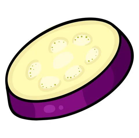 Fresh eggplant. A slice of eggplant. Vegetable ingredient for the kitchen. Stock Illustration