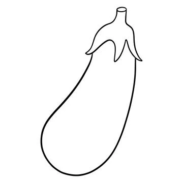 Fresh eggplant. Vegetable ingredient for the kitchen. Line style. Stock Illustration