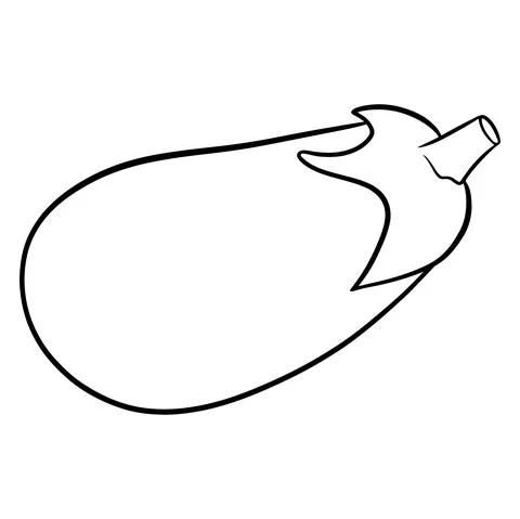 Fresh eggplant. Vegetable ingredient for the kitchen. Line style. Stock Illustration