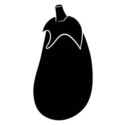 Fresh eggplant. Vegetable ingredient for the kitchen. Silhouette. Stock Illustration