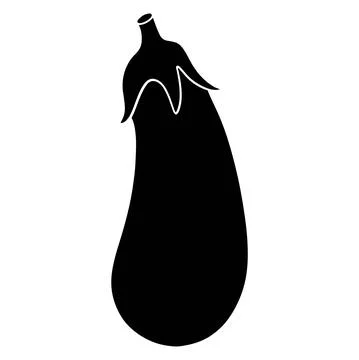Fresh eggplant. Vegetable ingredient for the kitchen. Silhouette. Stock Illustration