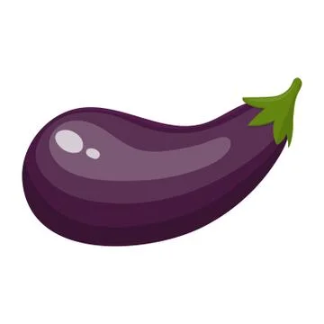 Fresh Eggplant Vegetable isolated on white background. Vector illustration. Stock Illustration