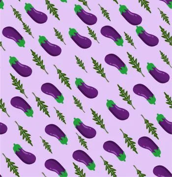 Fresh Eggplant vegetable pattern Stock Illustration