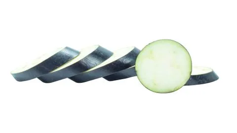 Fresh eggplant vegetable slice close up Stock Photos