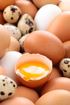 Fresh eggs background. Stock Photos