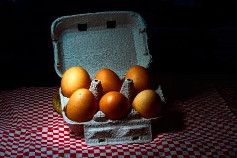 Fresh eggs on box 写真素材