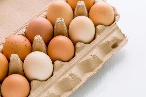 Fresh Eggs on White Background Foto stock