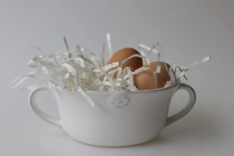 Fresh Eggs on white background Stock Photos