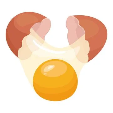 Fresh eggshell icon cartoon vector. Half hen cooking Stock Illustration
