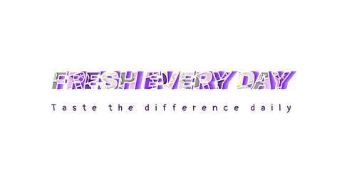 FRESH EVERY DAY white background text mask with layered 3d depth shadow Stock Illustration