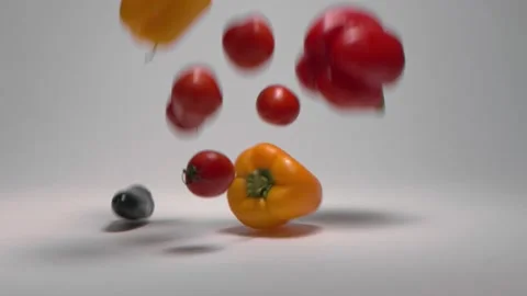 Fresh falling vegetables in slow mo 120fps Stock Footage 119085850