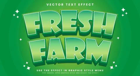 Fresh farm editable text effect Template Stock Illustration