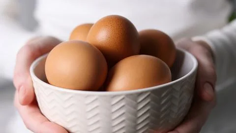 Fresh farm eggs in the kitchen Stock Photos