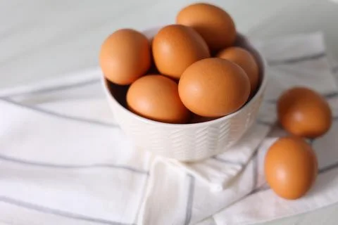 Fresh farm eggs in the kitchen Stock Photos