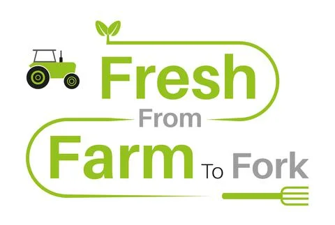 Fresh from farm to fork vector illustration on a white background - Sustainab Stock Illustration