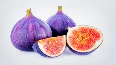 Fresh Fig Fruit Isolated on White Background, Purple Soft Fruit with Sweet .. Stock Photos