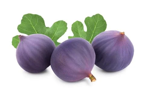 Fresh fig fruit with leaf isolated on white background Stock Photos