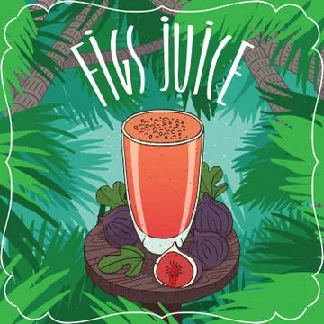 Fresh fig fruit or figs juice in glass Illustrazione stock