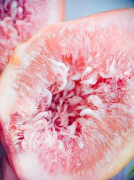 Fresh fig fruit pulp macro soft focus close up. Organic food beautiful Stock Photos