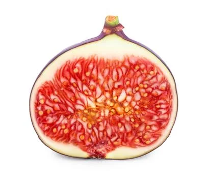 Fresh fig half fruit isolated on white background Stock Photos