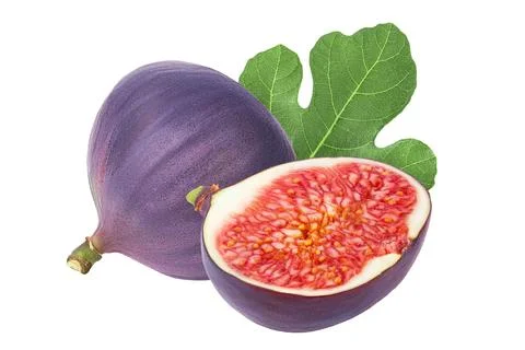 Fresh fig half fruit isolated on white background Stock Photos