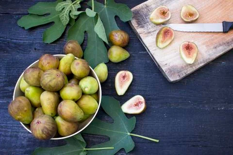 Fresh figs on dark background Stock Photos
