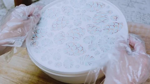 Fresh fine dining angle: arranging the loaded potato salad Stock Footage 342198852