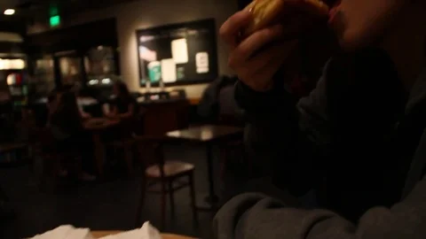 Fresh first bite of food at Starbucks Stock Footage 78892342