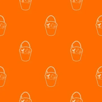 Fresh fish in a bucket pattern vector orange 스톡 일러스트