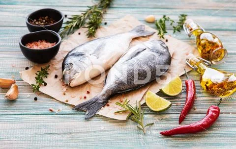 Fresh fish dorado Stock Photos