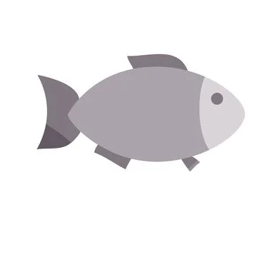 Fresh fish in grey, flat, isolated object on a white background, vector ill.. Stock Illustration