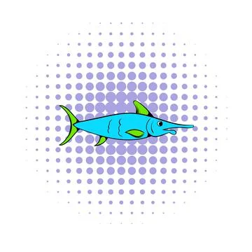 Fresh fish icon, comics style Stock Illustration