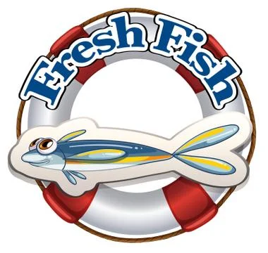 A fresh fish label Stock Illustration