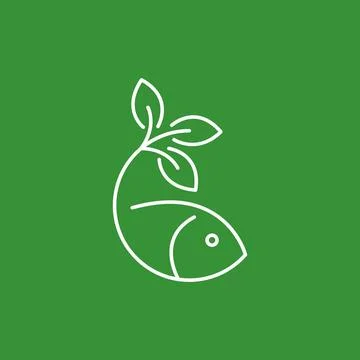 Fresh fish leaf line minimal logo design vector Stock Illustration