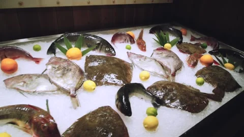 Fresh fish lying on the ice Stock Footage 147836074