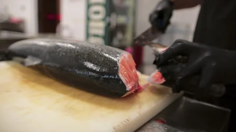 Fresh Fish Preparation For The Restaurant Stock Footage 284236770
