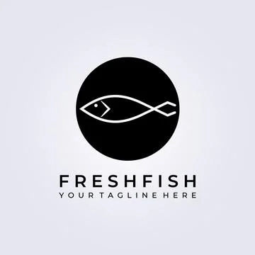Fresh fish, seafood logo vector illustration design, line art style logo desi Stock Illustration