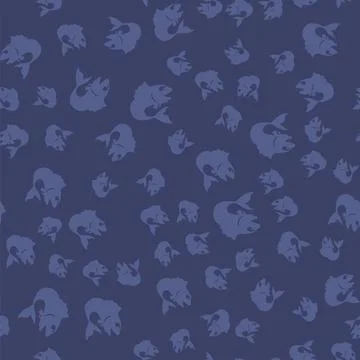 Fresh Fish Seamless Pattern Fresh Fish Isolated on Blue Background. Seamle... 스톡 사진