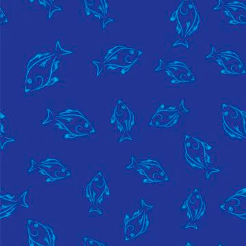 Fresh Fish Seamless Pattern Stock Illustration
